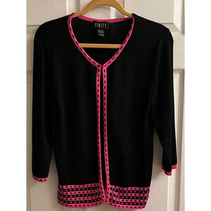 FINITY~ BLACK/ HOT PINK~CARDIGAN~NWOT~LG